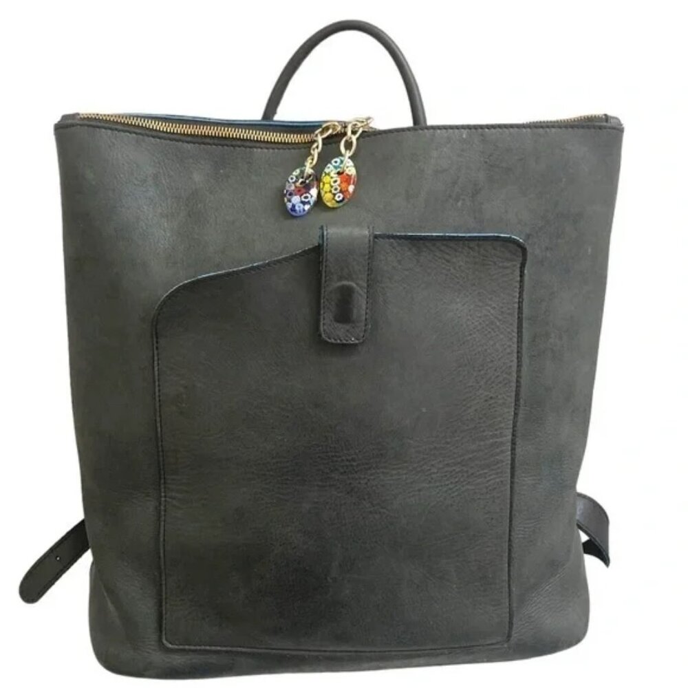 Terrida Italian Leather Black & Pink Backpack 13x13x7